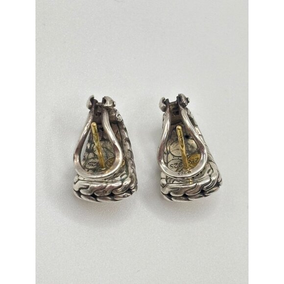 John Hardy 22K & Sterling Silver Braided Clip-On Earrings - Picture 2 of 9
